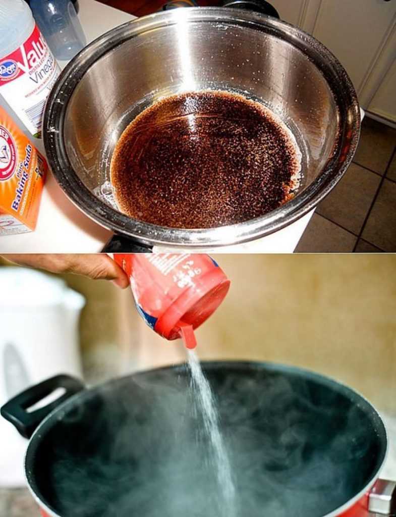 Как очистить кастрюлю от пригоревшего варенья или другой пищи