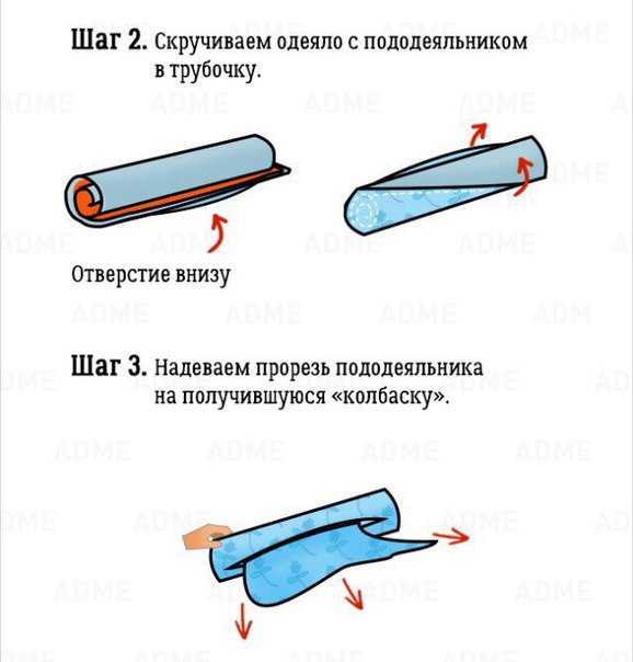 Как быстро заправить одеяло в пододеяльник: легкие способы и лайфхаки