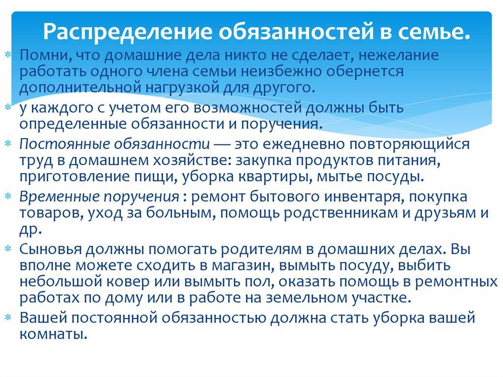 Обязанности мужа и жены по дому