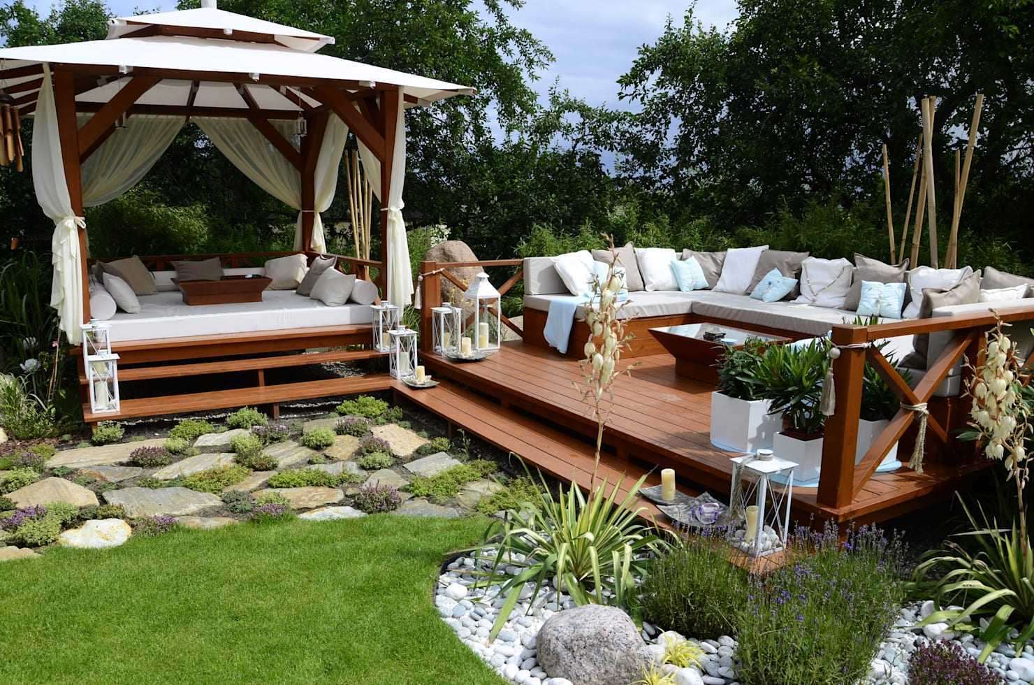 Зона отдыха на даче: обустройство своими руками | 65+ фото